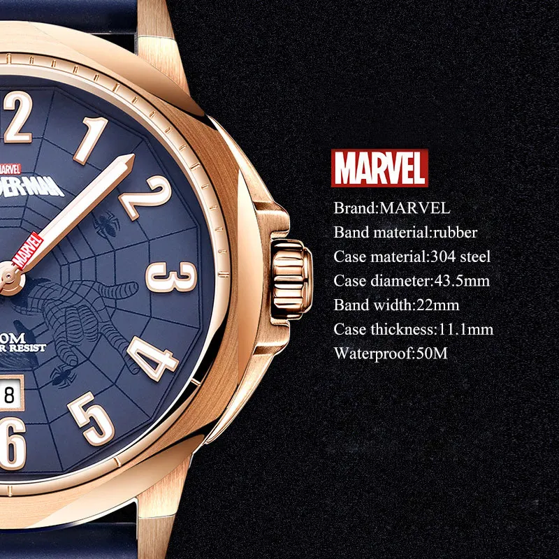 Бренд Marvel мужские часы высокого качества мужские спортивные часы резиновые кварцевые наручные часы 50 м водонепроницаемые мужские часы