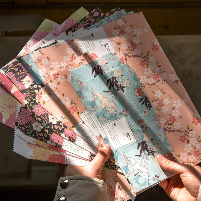 Японский стиль, 24 шт., бумага для письма, 12 шт., набор конвертов, вечерние открытки, школьные подарки для скрапбукинга, Винтажный конверт