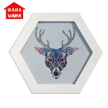 

Simple Wooden Picture Frame Modern Hexagon Photo Frame DIY Wall Wedding Decoration Picture Frame Creative Wall Art Decor Gift
