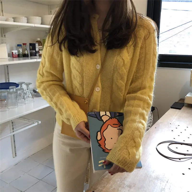 

Alien Kitty New Arrival Sweet Mohair Cardigans 2019 Spring Autumn Single Breasted Fresh Solid Streetwear Girls Knitted Sweaters