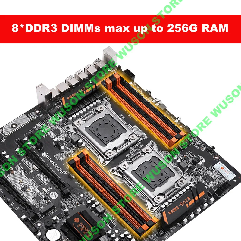 Скидка материнская плата комплект HUANANZHI dual X79 материнская плата с 8 DDR3 DIMMs dual cpu Xeon E5 2690 V2 ram 128G(8*16G) 1866 RECC