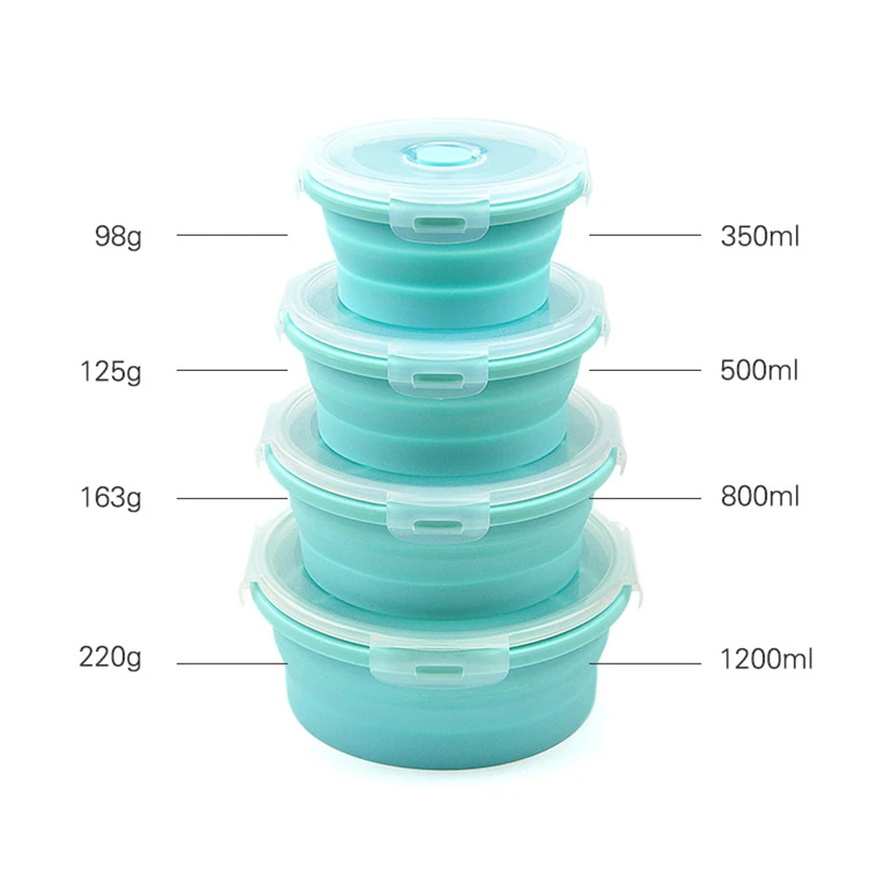 

4Pcs/Set Silicone Collapsible Lunch Box Portable Folding Food Storage Container For Fruit Food Snacks Picnic