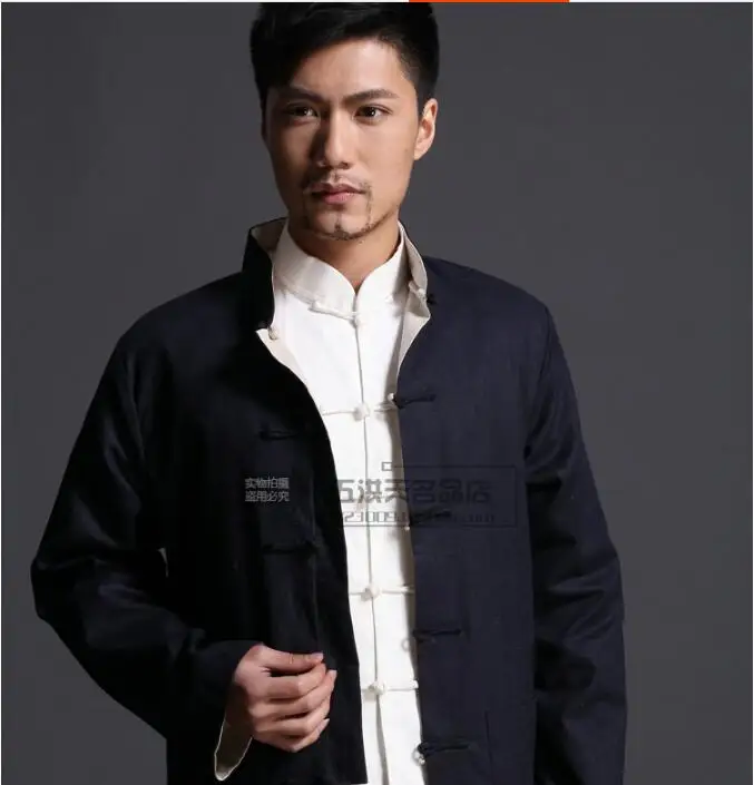 Весна китайский стиль Китайская традиционная мужская одежда с длинным рукавом кунг фу только пальто