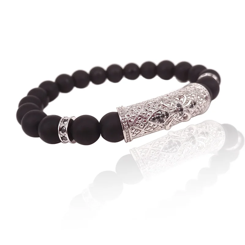Мужской браслет с подвесками из черного агата 8 мм|bracelets for|tube braceletmen charm bracelets |