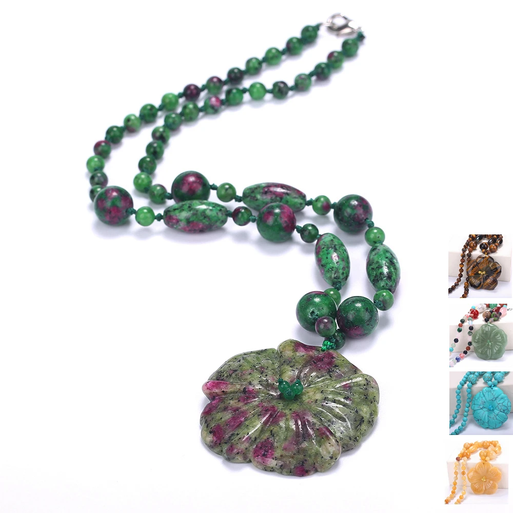 2018 Natural Love Reiki Flower Necklaces &amp Pendants for Lover Gem Stone Pink Quartz White Crystal Healing Necklace Charm Jewelry |