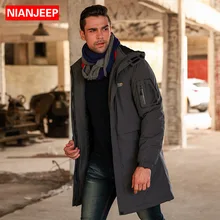 Nian Jeep брендовая одежда мужская длинная стильная зимняя парка однотонная модная Ветровка Куртки 146