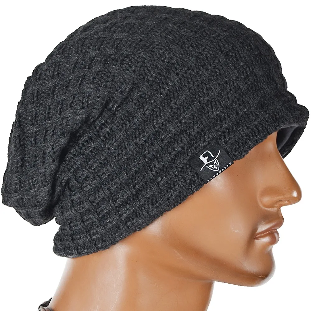 

Men Beanie Cap Plaid Skullcap Plus Size Summer Winter Hat FORBUSITE