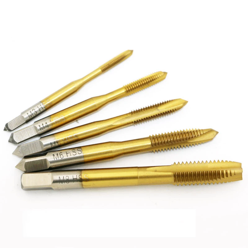 5pcs Taps M3 m8 Titanium Tips High Speed Steel Tapping Kits Screw Tip