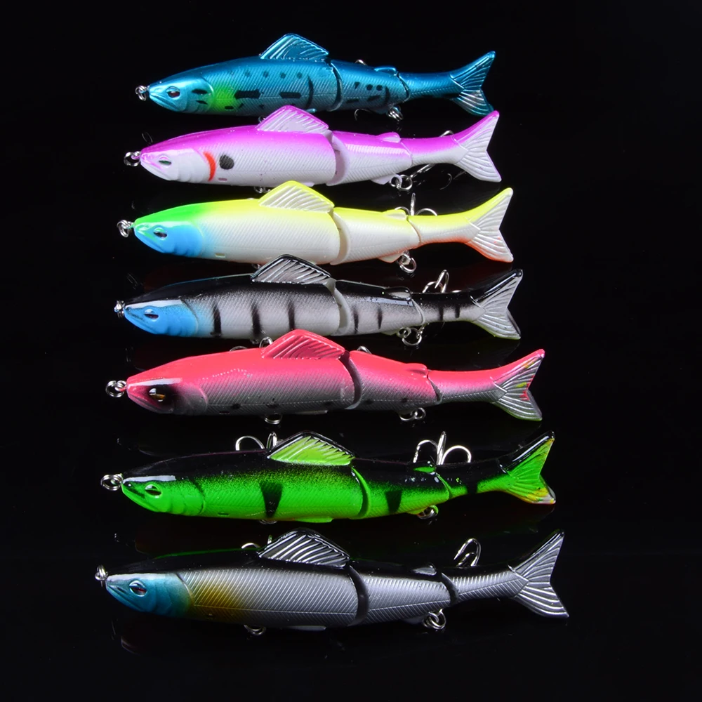 

7pcs 12.7cm 17.4g Laser Minnow Fishing Lure Floating Wobblers Artificial Bait Hard Crankbaits Treble Hooks Tackle With 3D Eyes