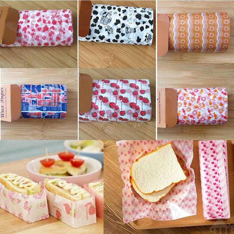 

50Pcs Fast Food Wax Paper Wrapping Paper Candy Bread Hamburger Sandwich Baking Wrap Oil-proof Baking Tool