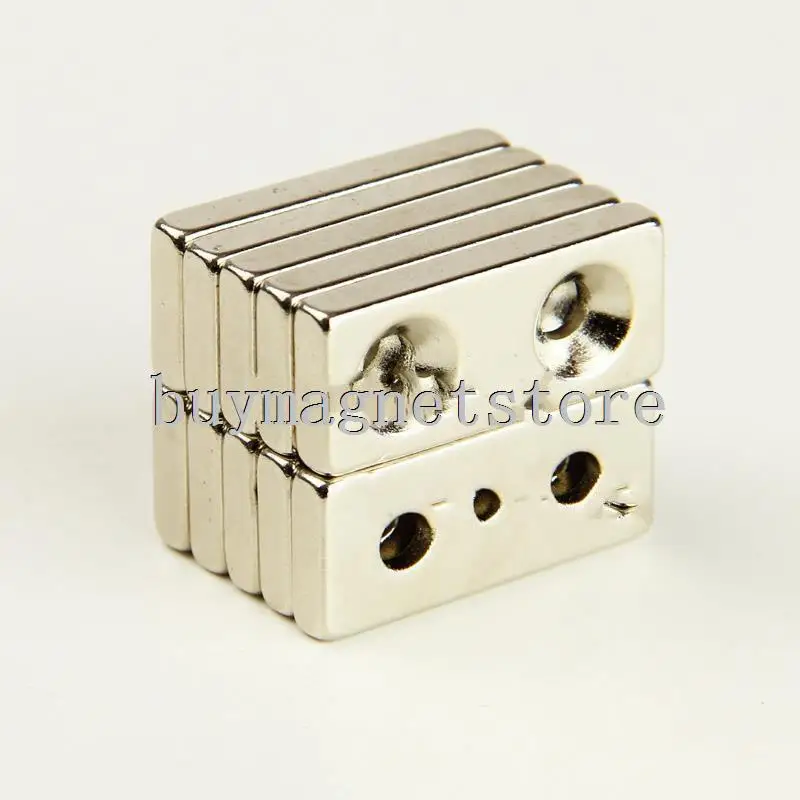 

2pcs Block Magnet 28 mm x 12 mm x 4 mm Countersunk 2 Holes 4 mm Rare Earth Neodymium ndfeb Neodymium magnets