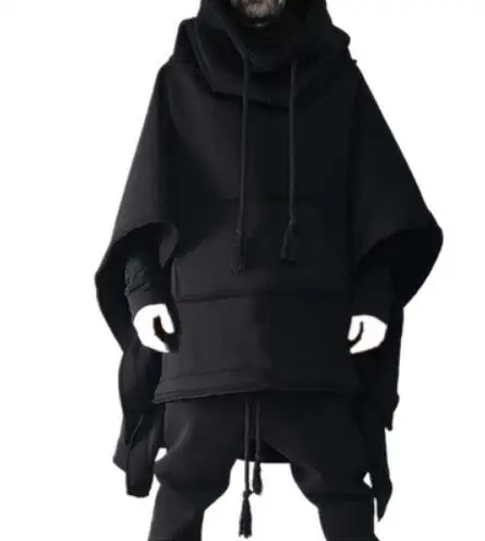 

S-5XL 2019 New Winter Men clothing personality hooded woolen overcoat plus size fashion Casual batwing cloak Medium style coat