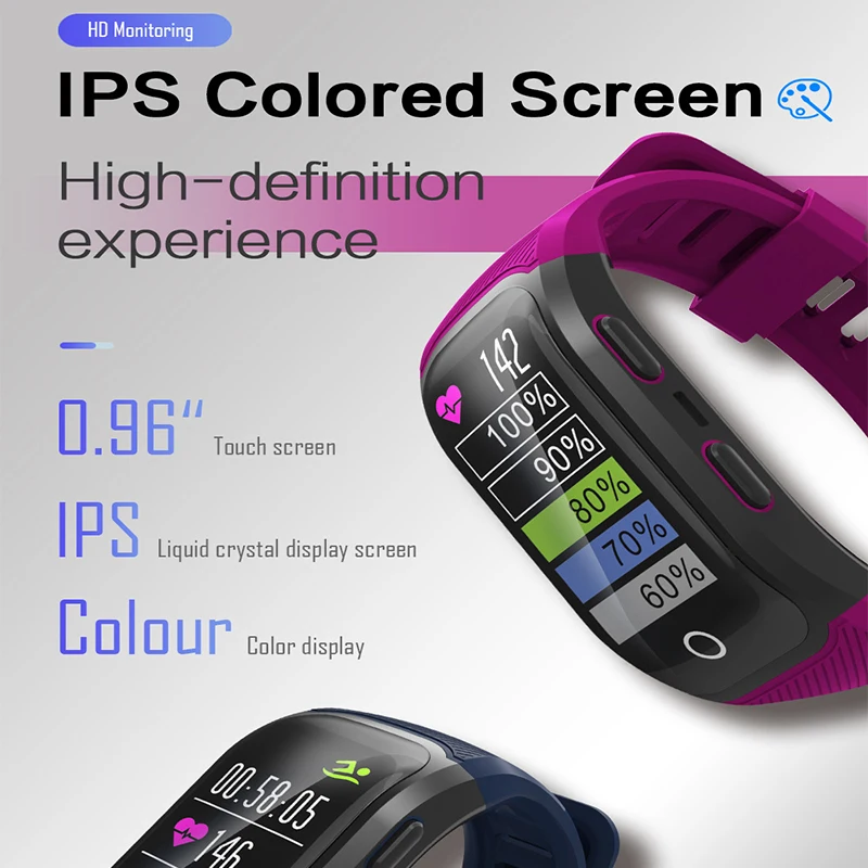 Смарт браслет S908 Plus с GPS цветным IPS экраном 0 96 дюйма водонепроницаемый IP68