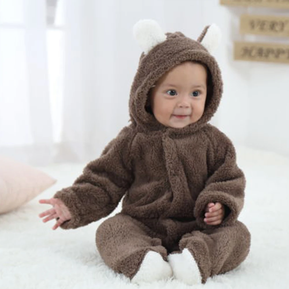 

Cartoon Bear Baby Rompers Spring Autumn Baby Boy Clothes Jumpsuit Girl Rompers Winter Warm Romper Newborn Clothes Bebe Pajamas