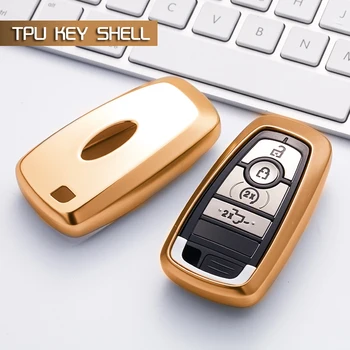 

Gold Protective TPU key Case Shell Cover for Ford Edge Mondeo EcoSport Keyless
