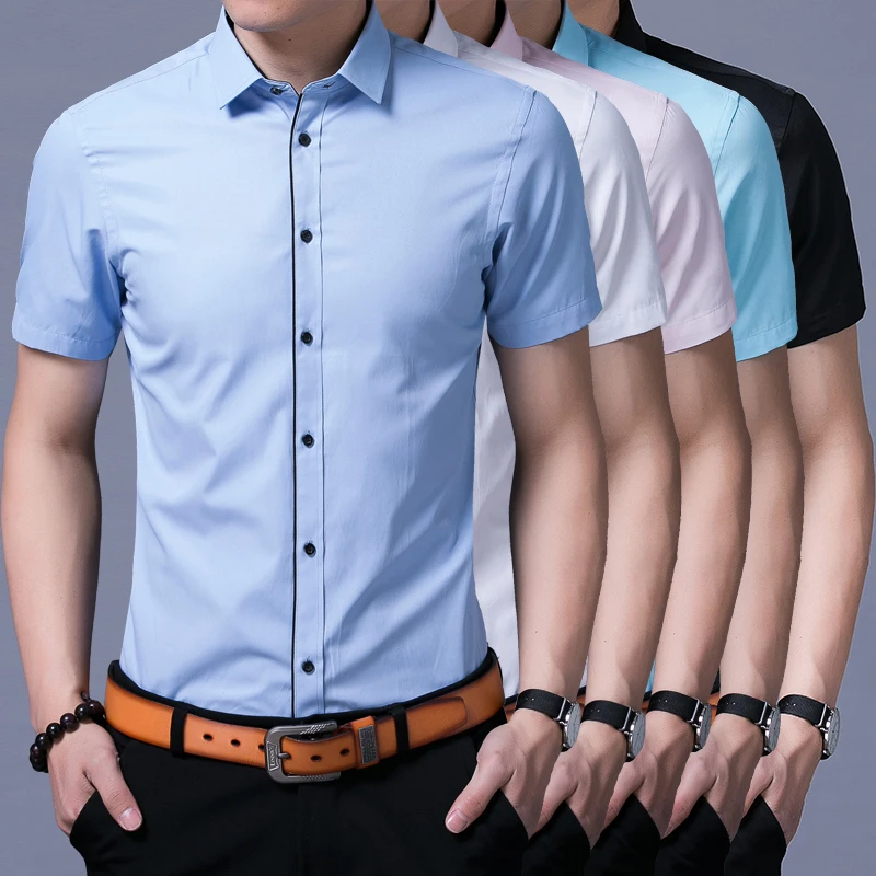 Short Sleeve Men Dress Shirt 2017 New Fashion High Quality Solid Male ...