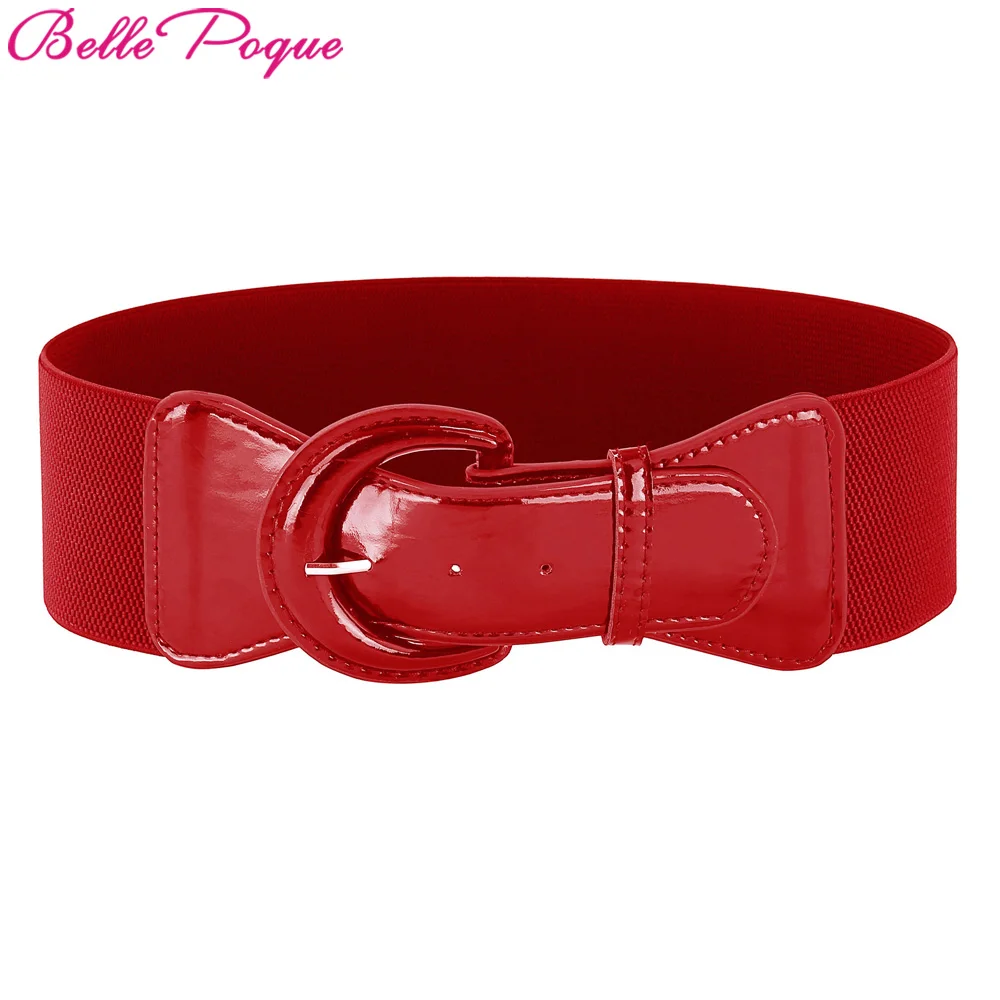 

Belle Poque Fashion Women's Wide Belt Faux Leather 2018 Stretchy Elastic Solid Casual Waist Belts Waistband for Ladies' Dress