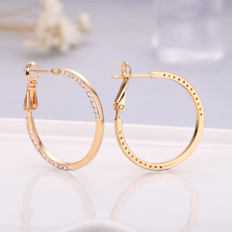 MAIKALE новые модные большие серьги круги Золотой/Серебряный AAA черный кубический цирконий серьги-кольца для женщин корейские простые ювелирные изделия подарок