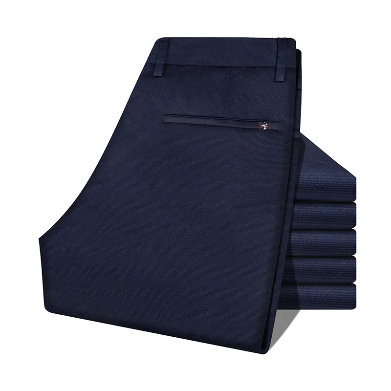 Мужские хлопковые брюки прямо весной и летом длинные мужской классический повседневные деловые брюки мода досуг брюки, подходящие для любого размера Для мужчин - Цвет: blue