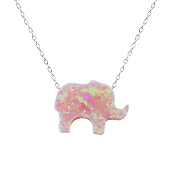 

Opal elephant necklace stone 925 sterling silver necklace chokers women 925 silver necklace jewelry colier femme 2016 ras de cou