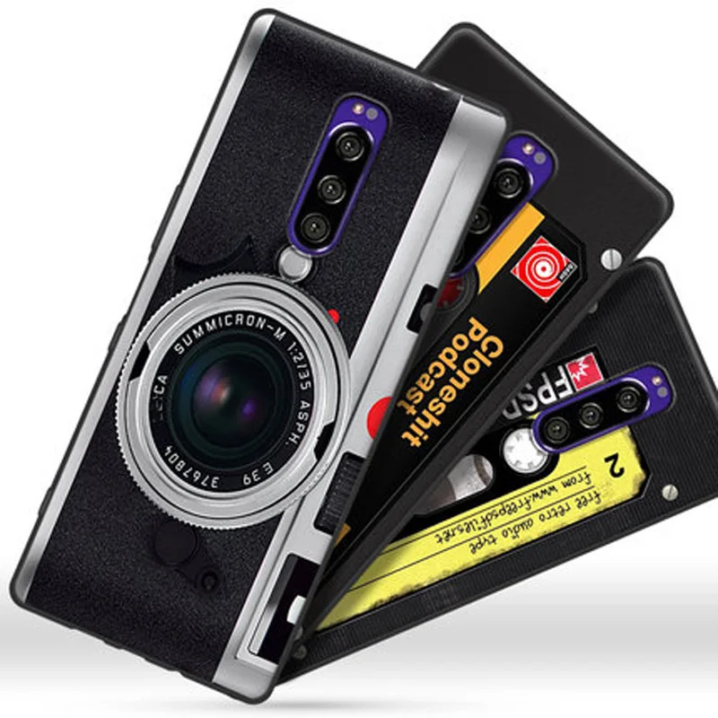 Силиконовый чехол для Sony Xperia 1 накладка в стиле ретро с изображением камеры мягкий ТПУ телефона J8110 J8170
