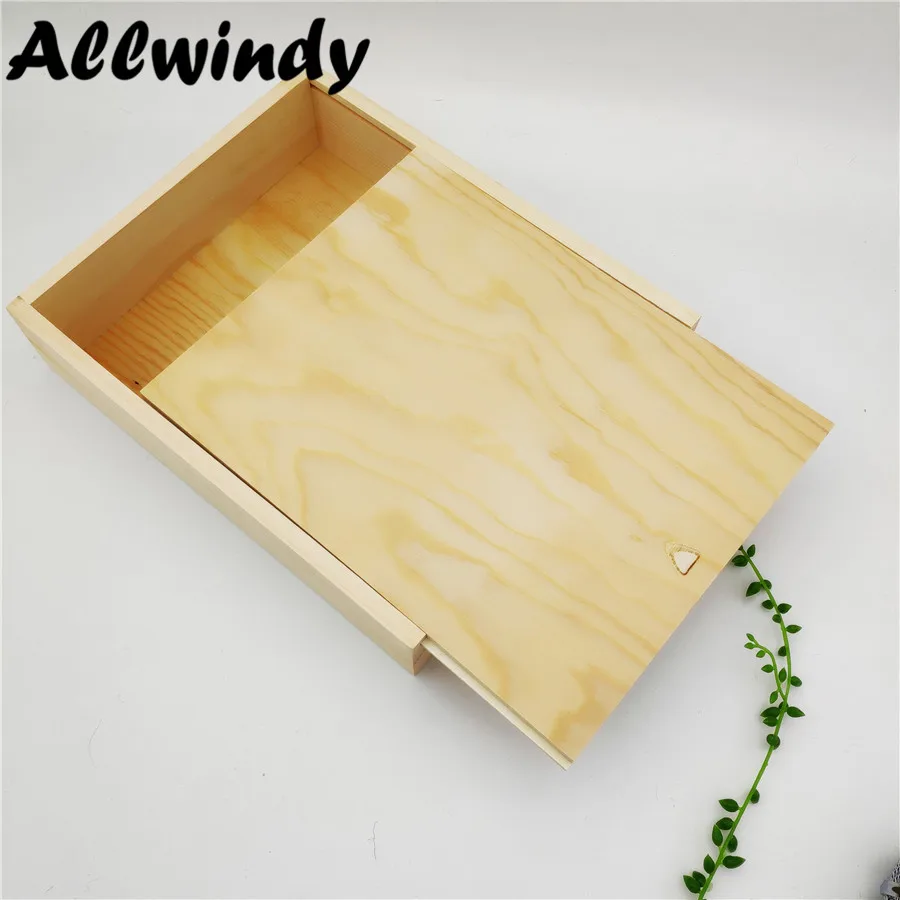 

Big Wooden Box With Sliding Lid Packing Box For Clothing Organizer Wood Bins For Special Photo Flower Gift Holder 27.5*22*5cm