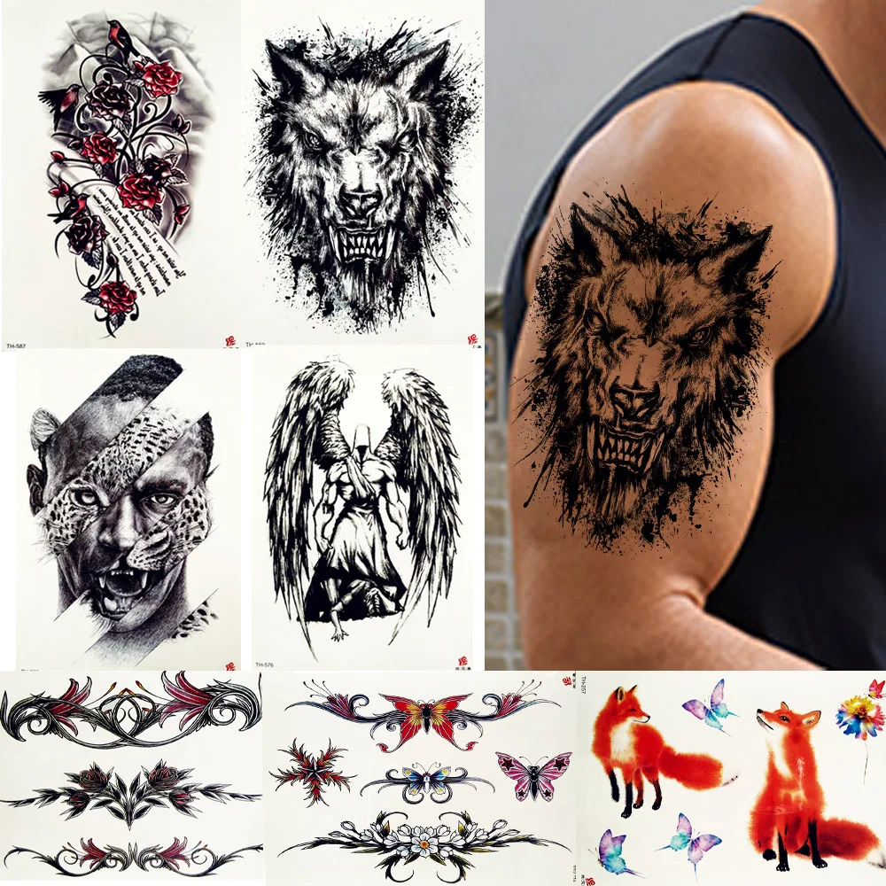 Временные татуировки FANRUI Teeth Monster Painting черные для тела водонепроницаемые мужские
