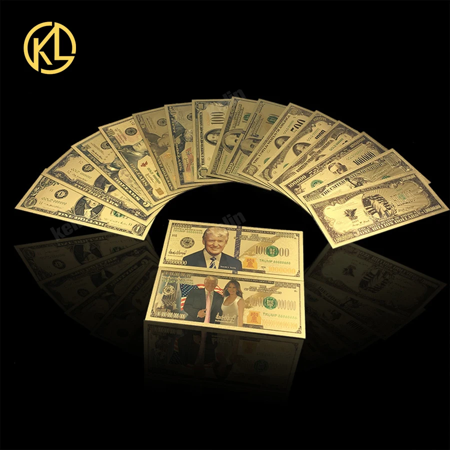 

1000pcs/lot US Dollar Banknotes with gold foil color for fake money collection and playing money by quick shipping fedex tnt UPS