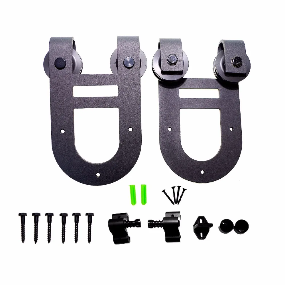 LWZH Wooden Sliding Door Modern Interior Sliding Barn Door Hardware Double House Shaped Roller for Closet Sliding Door