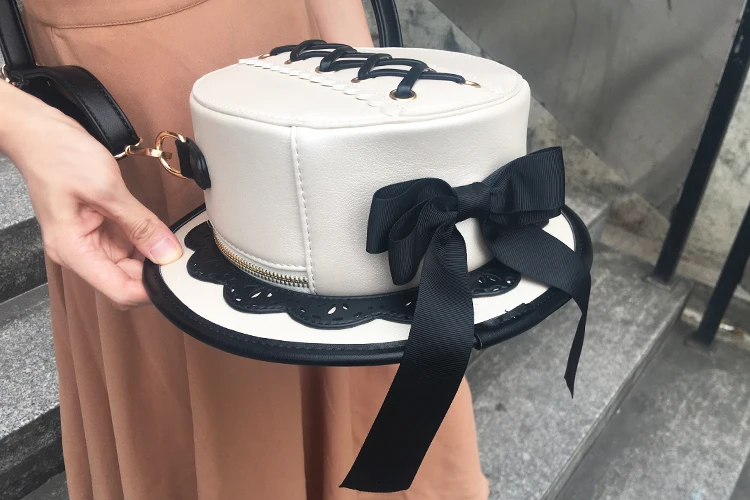 Модный Дизайн Милая шляпа стиль банты Лолита женская сумка на плечо женская круглая сумка на молнии подарок для девочки сумка-мессенджер кошелек