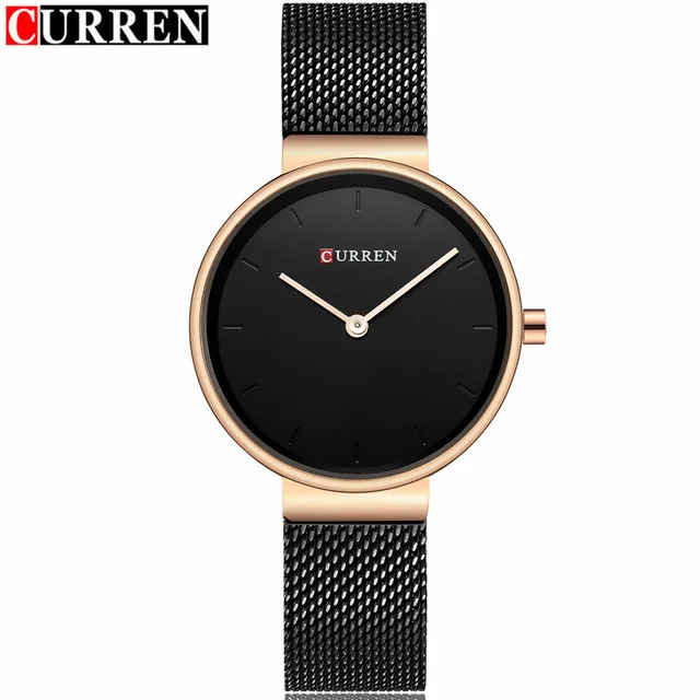 

2018 Women's Fashion Dress Quartz Watch Curren Brand Luxury Gold Black Mesh Strap Bracelet Ladies Watches Gifts relogio feminino