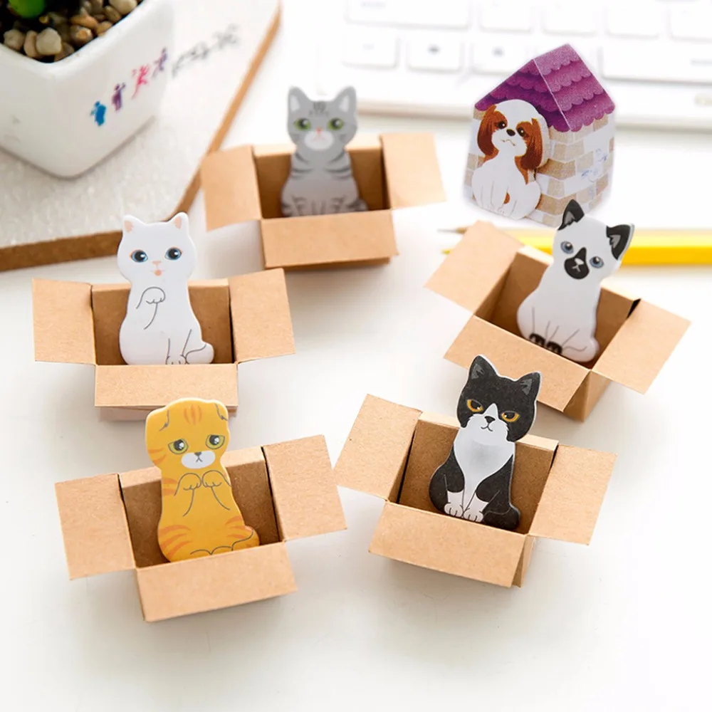 

Cute Kitty House Kawaii Magnetic Paper pad Bookmark Lovely Cat dog Book Marks Office School Supplies Sticker Sticky Notes