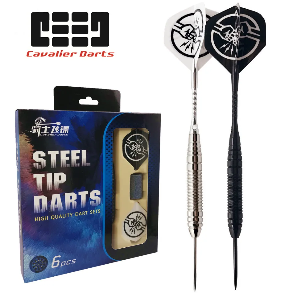 

Cavalier 6pcs/set 20g steel tip darts cool black/silvery aluminum shaft professional dart sharpener nice flight Fist pattern