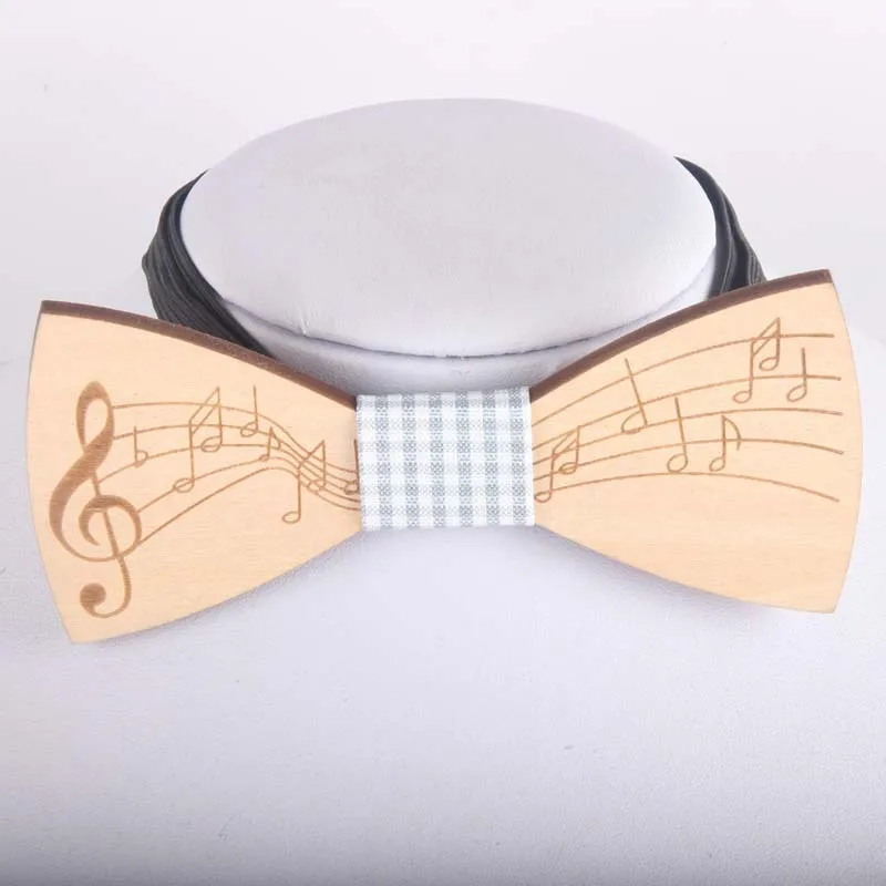 Элегантный подарок на день рождения папе другу деревянная бабочка галстук для мужчин и женщин эластичная лента музыкальный галстук для жениха Свадебная вечеринка PU Деревянные бабочки-Галстуки