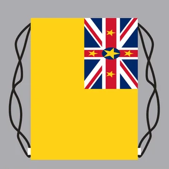 

Drawstring Backpack Bag with Niue Flag Small Backpack Printing Customized Logo