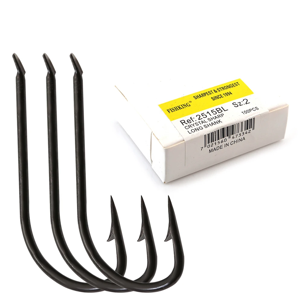 

100pcs CRYSTAL SHARP LONG SHANK 2515BL High Carbon Steel Fishing Hooks Carp Fishing Accessories Soft Lure Jig Head Fishhook Set