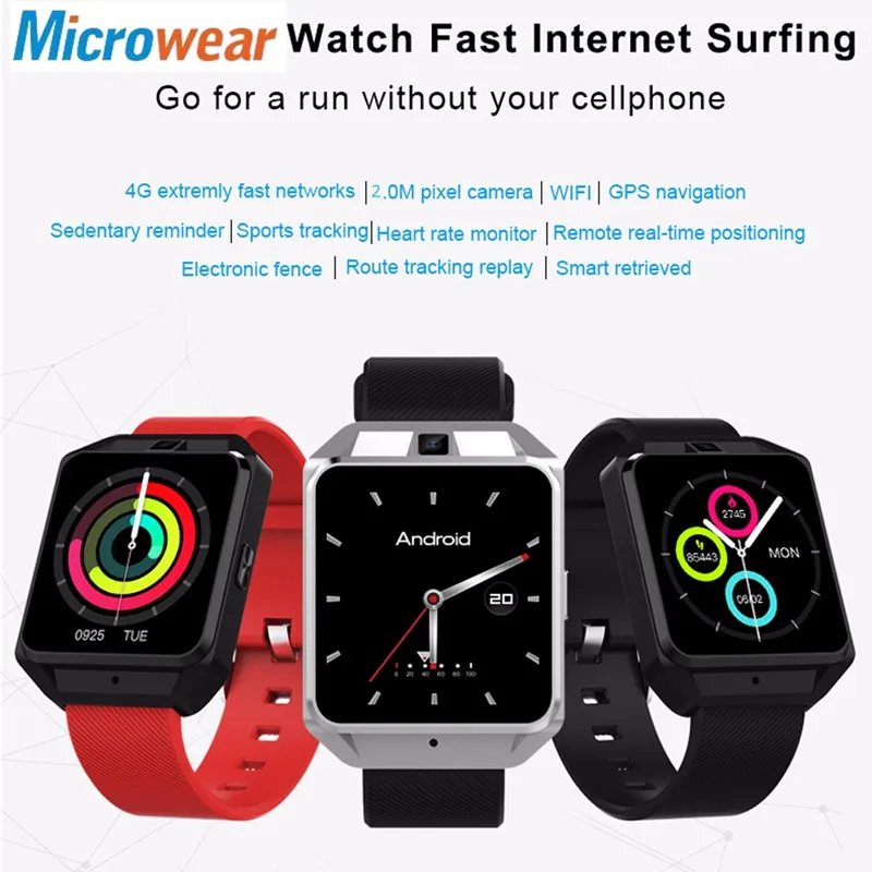 

Microwear H5 4G smart watch Android ios phone MTK6737 Quad Core 1G RAM 8G ROM GPS WiFi Heart Rate smartwatch cam watch phone