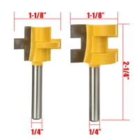 groove כרסום 2pcs 2 לשון קצת נתב נגרות Groove Bit כרסום קאטר 1/4" שאנק קידוח קאטר לחיתוך עץ לבוד עץ מלא (2)