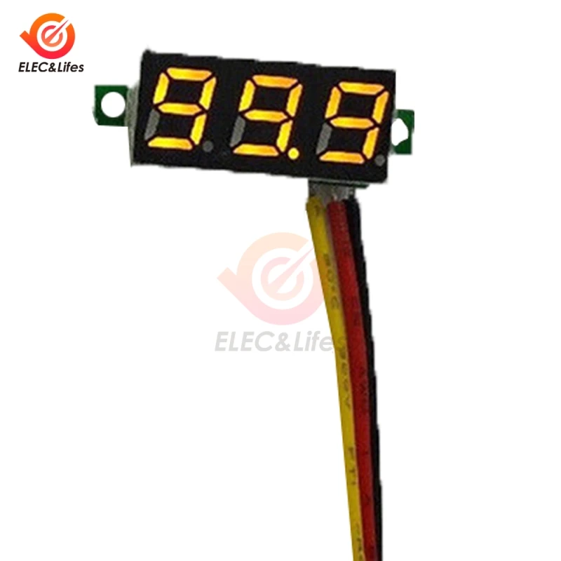 Цвет: желтый DC 0 V-100 V Мини 0,28 дюймов светодиодный цифровой вольтметр измеритель напряжения детектор напряжения монитор тестер панель автомобильный вольтметр 12V 24V красный зеленый - Цвет: Цвет: желтый