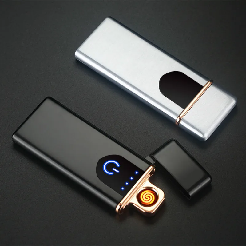 Новая сенсорная зажигалка, зажигалка, USB Зажигалка, ветрозащитная, беспламенная, перезаряжаемая, Электронная зажигалка для курения