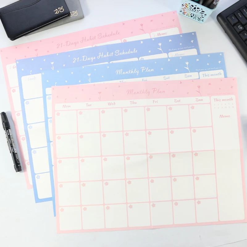 Domikee конфетный школьный настенный календарь планировщик времени бумажный блокнот Канцтовары: 21 дневный планировщик, ежемесячный планировщик, 100 дневный планировщик А4
