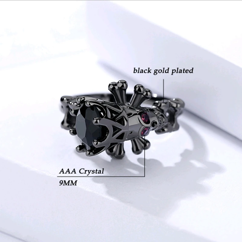 ERLUER черные золотые C Готический Череп Корона многоцветный камень кристалл CZ кольца для женщин вечерние ювелирные изделия модный подарок на день рождения кольцо