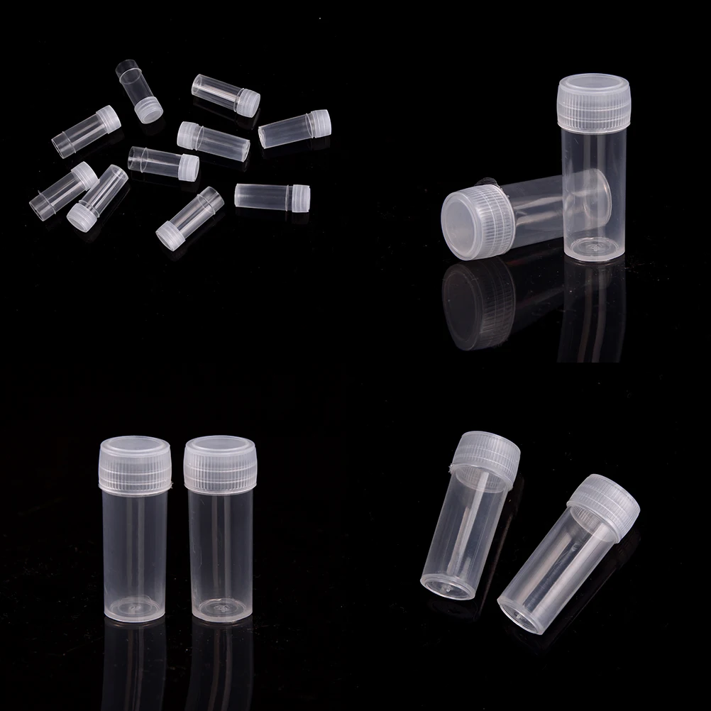 

10pcs Centrifuge Plastic Test Tubes Bottles Vials Sample Containers Powder Craft with Screw Caps Refillable Bottles 5ml