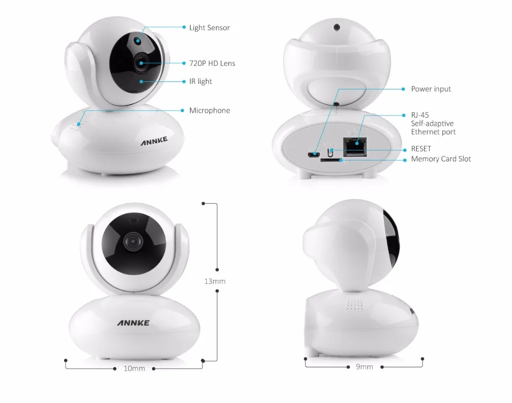 ANNKE Мини HD 720P умная Беспроводная PT камера безопасности 1.0MP Крытая IP камера WiFi Детский Монитор 720P CCTV камера наблюдения