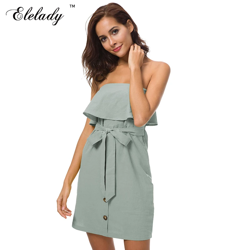 ELELADY для женщин Винтаж платья вечеринок Тонкий без бретелек пикантные Vestidos De