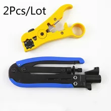 2Pcs/ Lot Coaxial Cable Wire Stripper RG6/RG59 Compression F Connector Tool Crimping Pliers Wire Stripping Pliers Kit