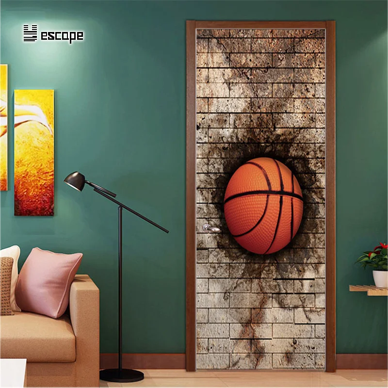 

Creative Door Stickers Basketball Wall Sticker for Kids Rooms PVC Home Decoration wall sticker Self adhesive Door Stickers Decal