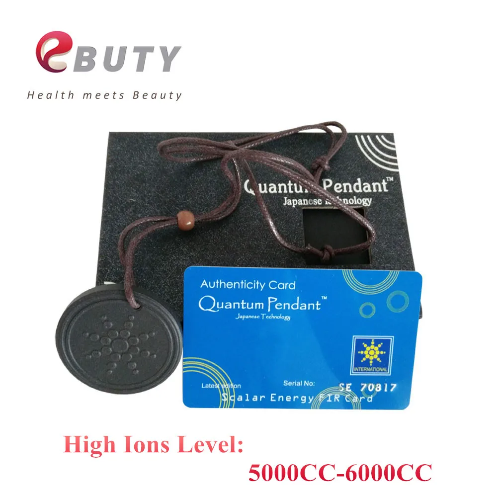 

High Ions 5000-6000CC Lava Pendants Scalar Energy Charms Black with Rope Necklace Health With Card & Box In Stock