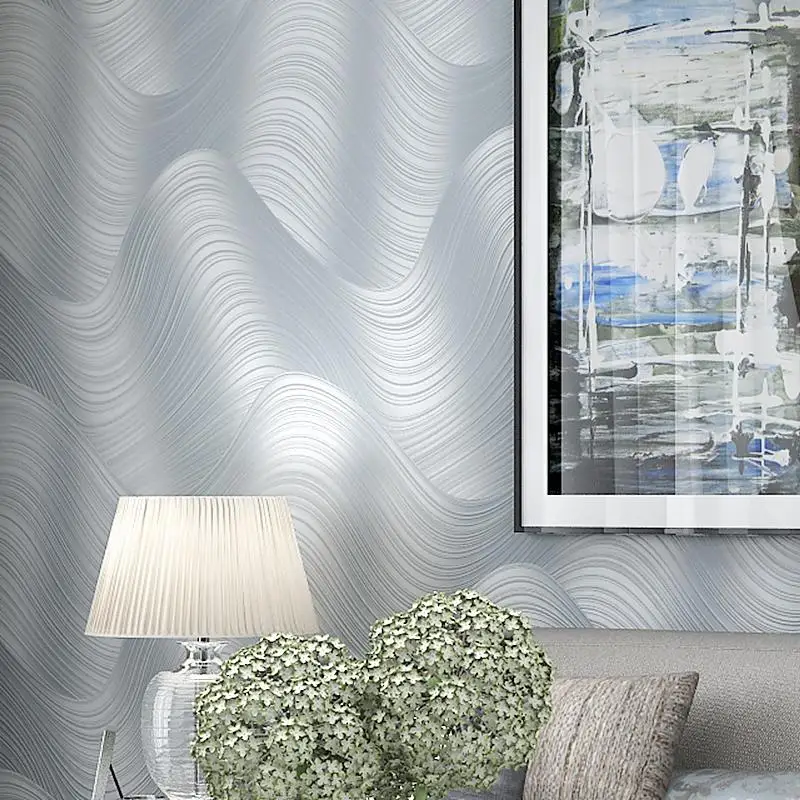

Abstract Wave Stripes 3D Embossed Non-woven Fabric Wallpaper Modern Fashion Art Living Room Bedroom Background Papel De Parede
