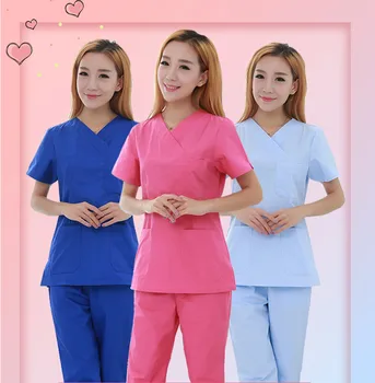 

2019 New Fashion Short Sleeved Women Suits Surgical Gowns Clothes Brush Hand Clothes Nurse Doctor Cotton Solid Unitform